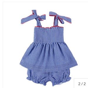 Red blue white Fourth of July gingham set